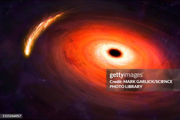 ilustrações, clipart, desenhos animados e ícones de black hole destroying star, illustration - astrofísica