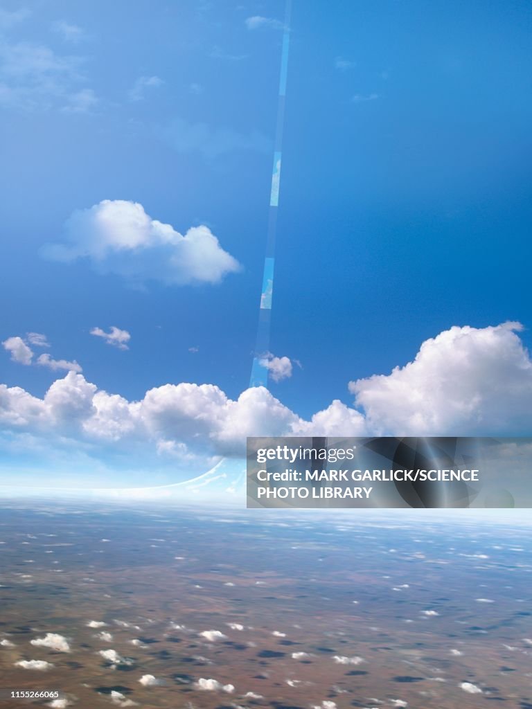 View from the surface of a 'ringworld', illustration