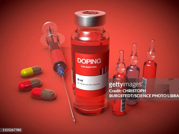 doping, conceptual illustration - doping fotografías e imágenes de stock