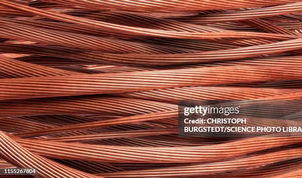 stripped copper cables, illustration - cables stock-fotos und bilder