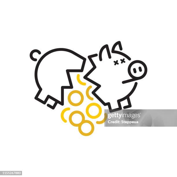 broken piggy bank - loss stock illustrations