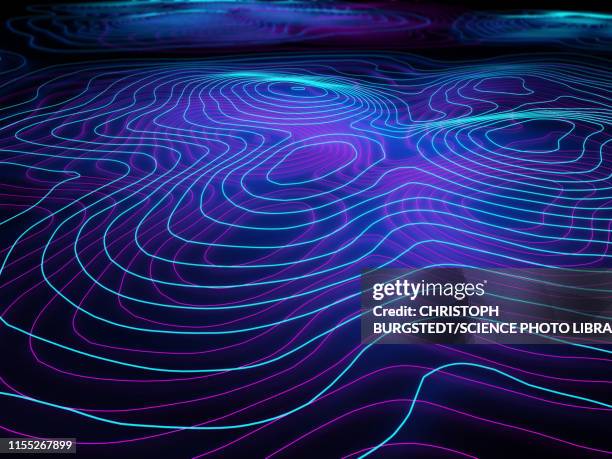 hill contour lines, illustration - wireframe stock-fotos und bilder