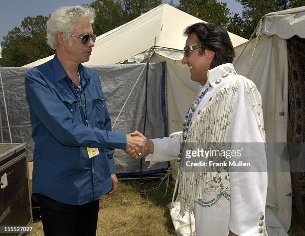 Jim Jarmusch and Chuck Baril during Bonnaroo 2007 - Day 3 - Backstage at Artist Hospitality in Manchester, Tennessee, United States.