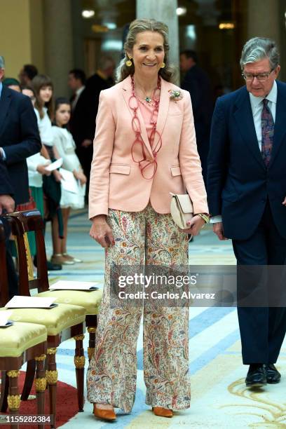 Princess Elena of Spain attends XXV Children and Youth Painting Contest at El Pardo Palace on June 11, 2019 in Madrid, Spain.