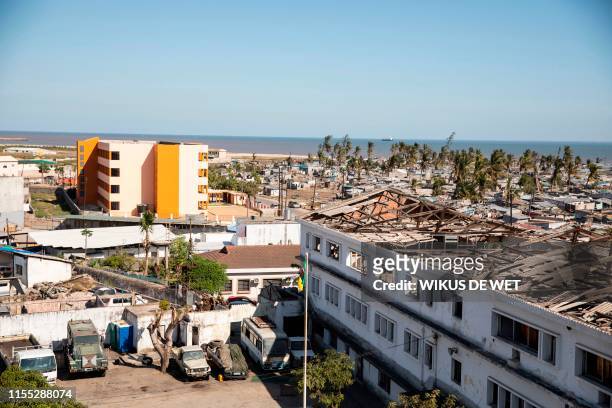 Photo shows a general view of Beira on July 12, 2019 in Beira, an area which was affected by Cyclone Idai. - Internally Displaced people were...