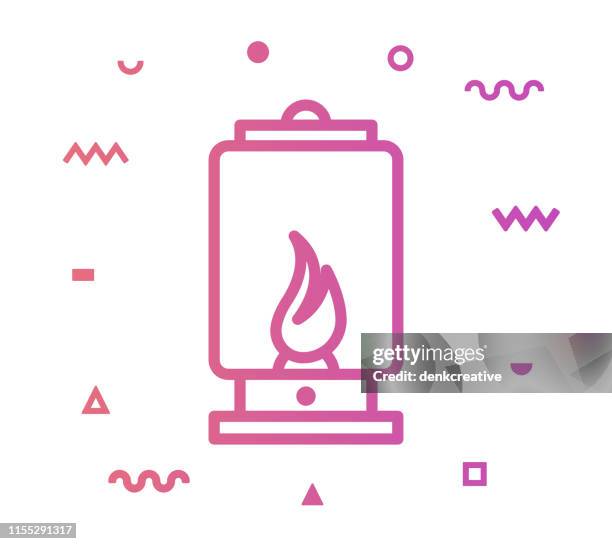 lantern line style icon design - paraffin stock illustrations