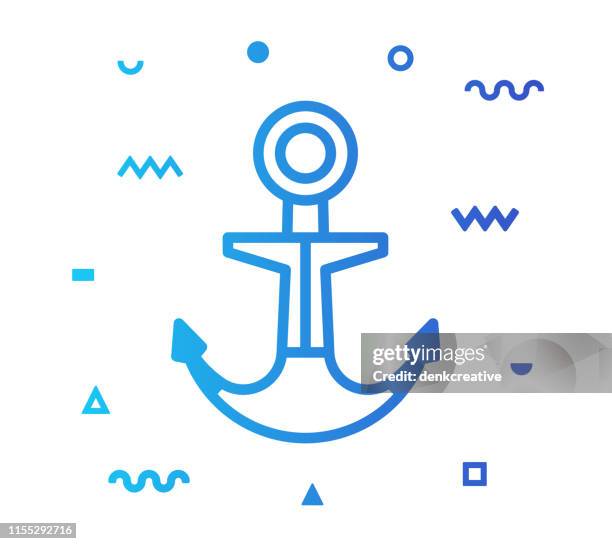 anchor line style icon design - yachthafen stock-grafiken, -clipart, -cartoons und -symbole