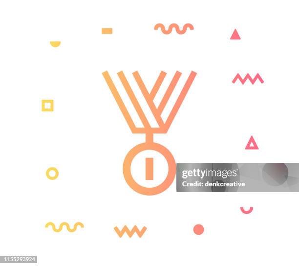 competition line style icon design - bronzemedaille stock-grafiken, -clipart, -cartoons und -symbole