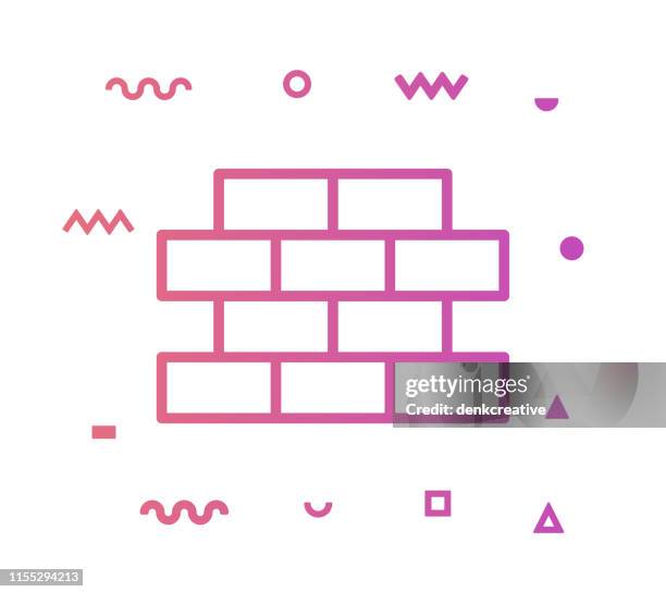 brick & mortar line style icon design - framework infographic stock illustrations