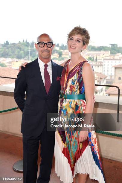 Stanley Tucci and Felicity Blunt attends the Salvatore Ferragamo Private Dinner at Palazzo Vecchio during Pitti Immagine Uomo 96 on June 11, 2019 in...