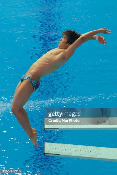 Woo Ha Ram of South Korea action during an 18th FINA World Championships Gwangju Men's 1m Springboard Tremplin 1m - hommes Preliminary Eliminatories...