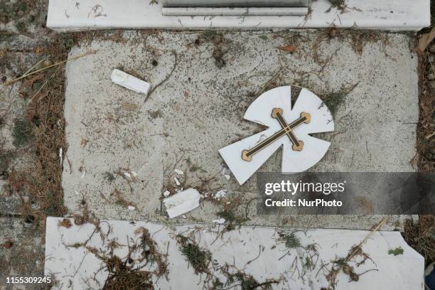 The aftermath of the devastated popular summer destination area of Halkdiki in Greece that is in State of Emergency after a heavy and deadly flash...