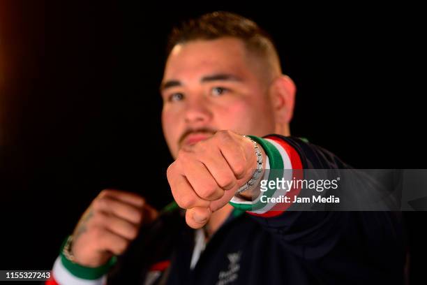 Heavyweight Champion Andy Ruiz Jr poses for a portrait after a press conference on June 11, 2019 in Mexico City, Mexico.