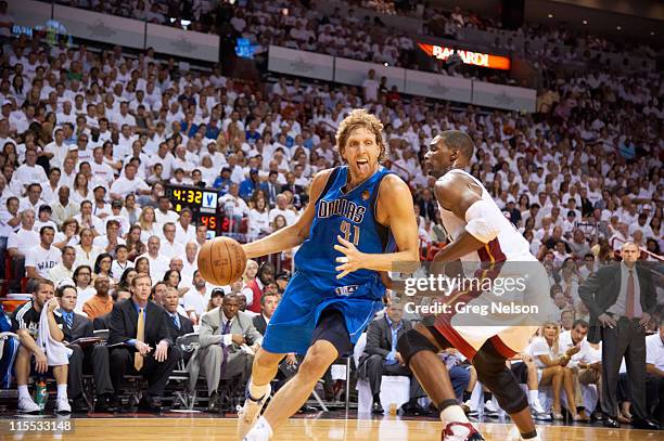 Finals: Dallas Mavericks Dirk Nowitzki in action vs Miami Heat at American Airlines Arena. Game 2. Miami, FL 6/2/2011 CREDIT: Greg Nelson