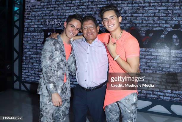 Joaquin Bondoni, Juan Osorio and Emilio Osorio poses for photos during the presentation of the new TV show 'El CorazÛn Nunca se Equivoca' at Televisa...