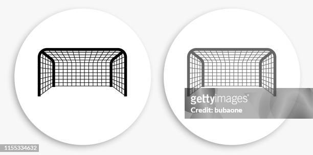 sport gates black and white round icon - hockey net stock illustrations
