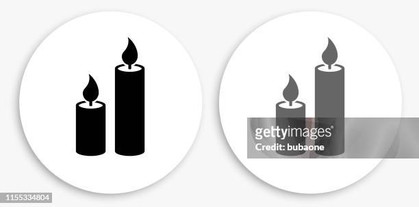 kerzen schwarz und weiß runde ikone - candle stock-grafiken, -clipart, -cartoons und -symbole