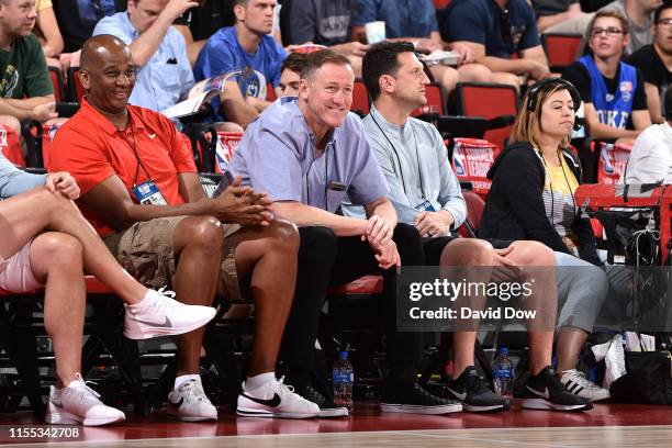 Terry Stotts of the Portland Trail Blazers looks on during the game against the Milwaukee Bucks during Day 8 of the 2019 Las Vegas Summer League on...