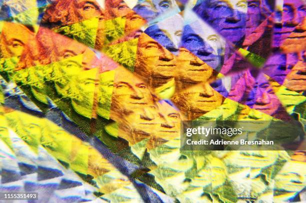 kaleidoscope abstract one dollar bill - faces aftermath of storm eleanor stockfoto's en -beelden