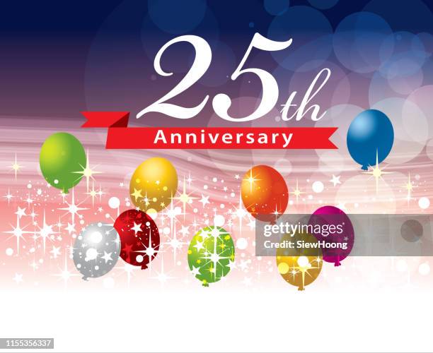 ilustraciones, imágenes clip art, dibujos animados e iconos de stock de 25º aniversario - 25° aniversario de boda
