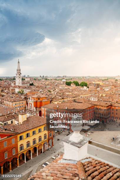 modena, cityscape from a unique point of view, a raised terrace above the city - módena fotografías e imágenes de stock