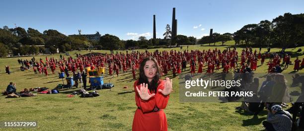 Fans of English singer Kate Bush dance during a celebration to mark 'The Most Wuthering Heights Day Ever' in Sydney on July 13, 2019. - Kate Bush...