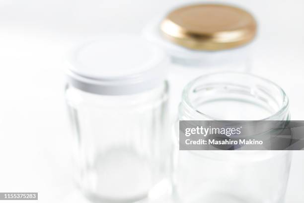 clear glass jars - lid stock pictures, royalty-free photos & images