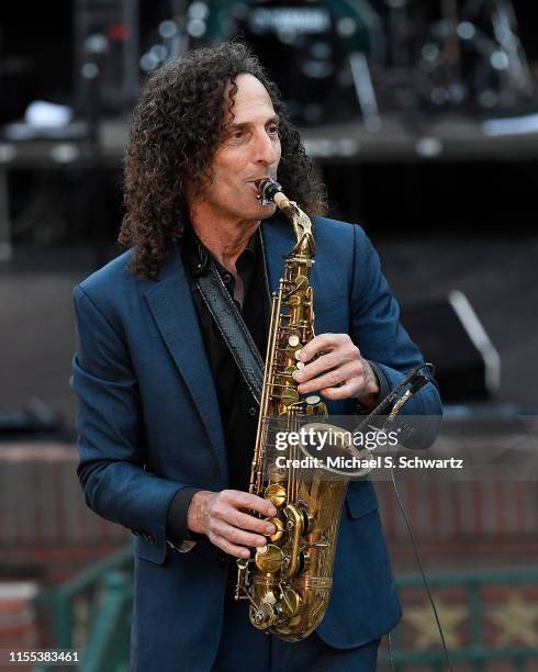 Saxophonist Kenny G performs during his appearance at Starlight Bowl on July 12, 2019 in Burbank, California.