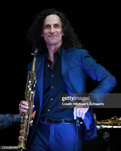 Saxophonist Kenny G performs during his appearance at Starlight Bowl on July 12, 2019 in Burbank, California.