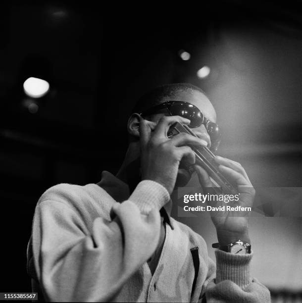American singer, songwriter, musician and record producer Stevie Wonder performs on the Rediffusion TV show 'Ready Steady Go!' at Television House on...
