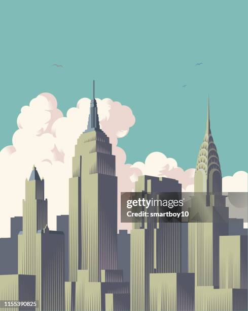 new york city skyline - new york city skyline vector stock illustrations