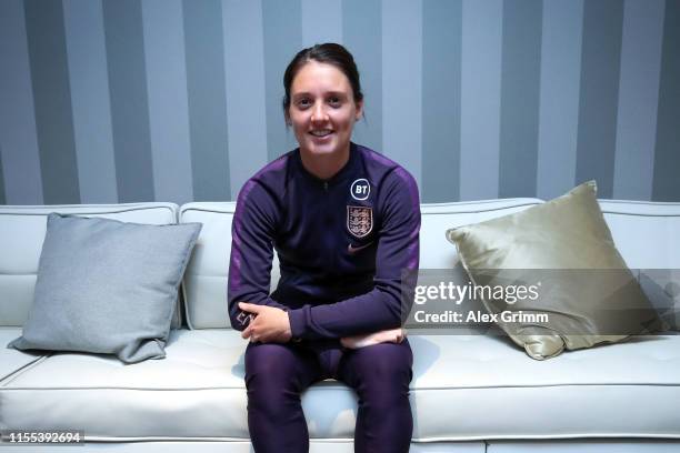 Jade Moore poses for a photo during an England media access activity during the 2019 FIFA Women's World Cup France at Cures Marines Trouville Hotel...