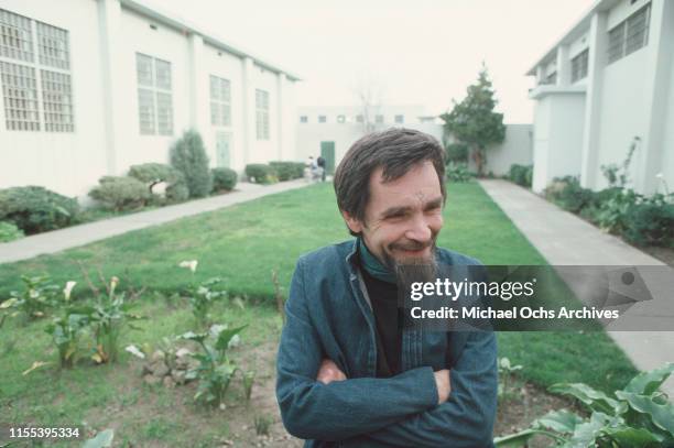 American criminal and cult leader Charles Manson at the California Medical Facility, Vacaville, US, circa 1984.