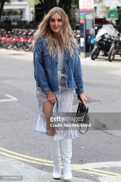 Perrie Edwards from Little Mix seen at KISS FM UK on June 12, 2019 in London, England.