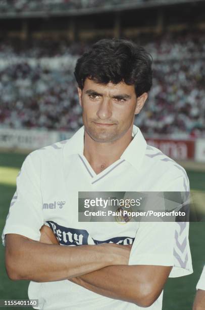 Spanish footballer Michel , midfielder with Real Madrid CF, pictured prior to playing in a 1989-90 La Liga match in Spain in 1989.