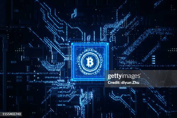 bitcoin chip,3d render - bitcoin digital stock pictures, royalty-free photos & images