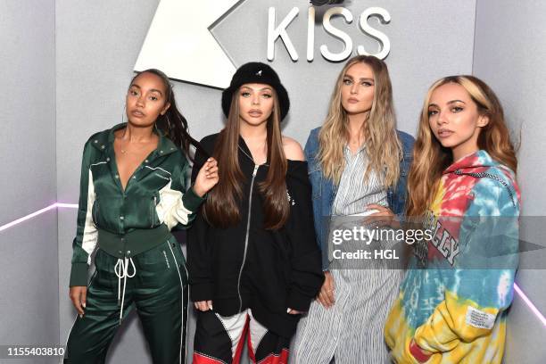 Leigh-Anne Pinnock, Jesy Nelson, Perrie Edwards and Jade Thirlwall of Little Mix during a visit at Kiss FM Studio's on June 12, 2019 in London,...