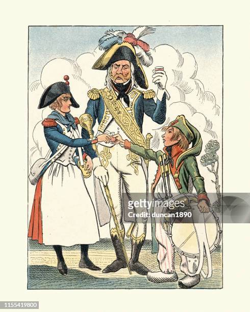 ilustrações, clipart, desenhos animados e ícones de guerras revolucionárias francesas, patriotas, vivandiere, baterista boy, geral - french revolution