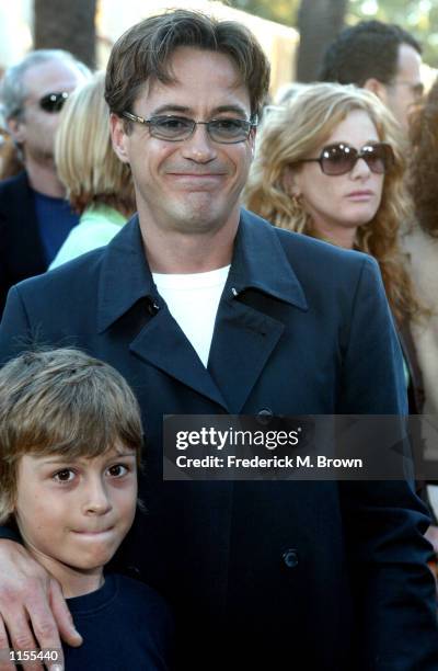 Actor Robert Downey Jr., and his son attend the film premiere of Austin Powers in Goldmember on July 22 in Los Angeles, California. The film opens...