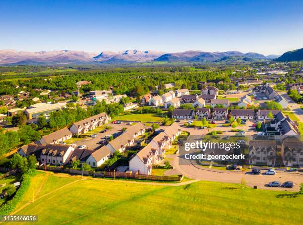 housing development near aviemore in scotland - aviemore town stock pictures, royalty-free photos & images