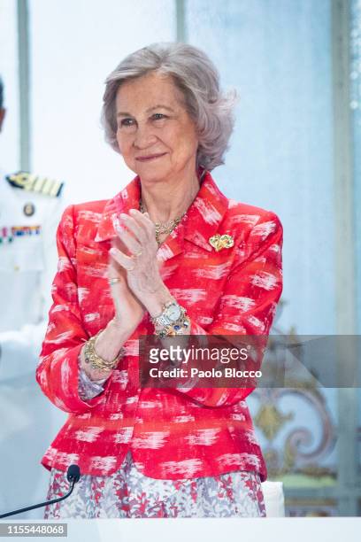 Queen Sofía of Spain attends 'Fundacion Mapfre Awards 2018' at Casino de Madrid on June 12, 2019 in Madrid, Spain.