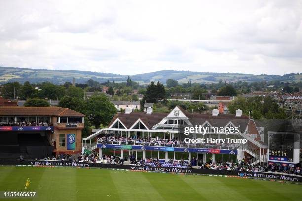 General view of play during the Group Stage match of the ICC Cricket World Cup 2019 between Australia and Pakistan at The County Ground on June 12,...