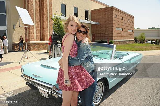 Singers & Songwriters Taylor Swift and Shania Twain during the recreation of "Thelma & Louise" for CMT Music Awards airing on June 8, 2011 8pm EST on...