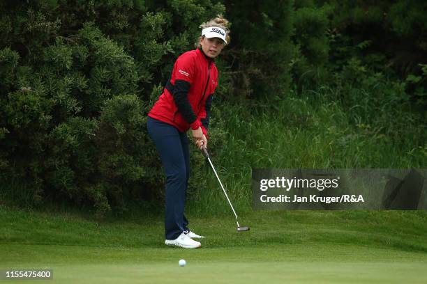 Amalie Leth-Nissen of Denmark in action during day two of the R&A Womens Amateur Championship at Royal County Down Golf Club on June 12, 2019 in...