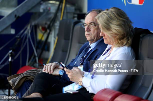 Noel Le Graet, President of the French Football Federation is seen prior to the 2019 FIFA Women's World Cup France group A match between France and...