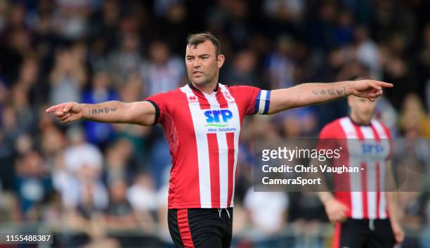 Lincoln City's Matt Rhead during the Pre-Season Friendly match between Lincoln City and Sheffield Wednesday at Sincil Bank Stadium on July 13, 2019...