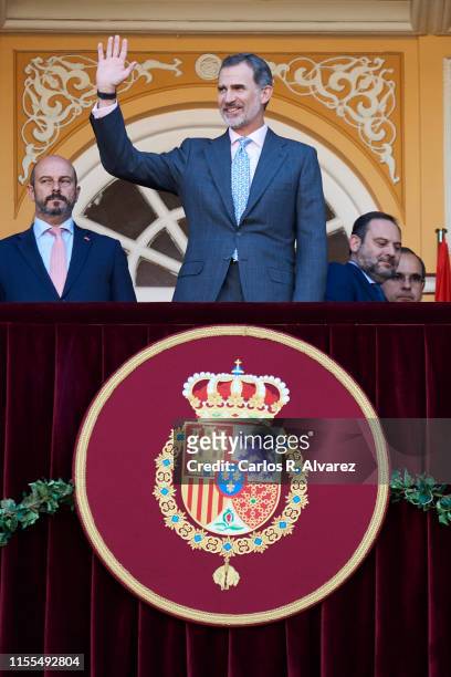 King Felipe VI of Spain attends La Beneficiencia Bullfight at Las Ventas Bullring on June 12, 2019 in Madrid, Spain.