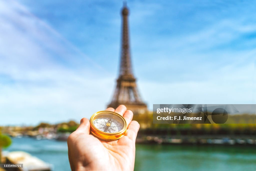 Compass Tower Closeup Of Compass In Front Of The Eiffel Tower High-Res Stock Photo ...
