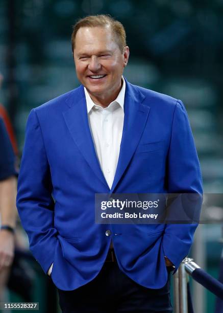 Agent Scott Boras in attendance before the Houston Astros play the Milwaukee Brewers at Minute Maid Park on June 12, 2019 in Houston, Texas.