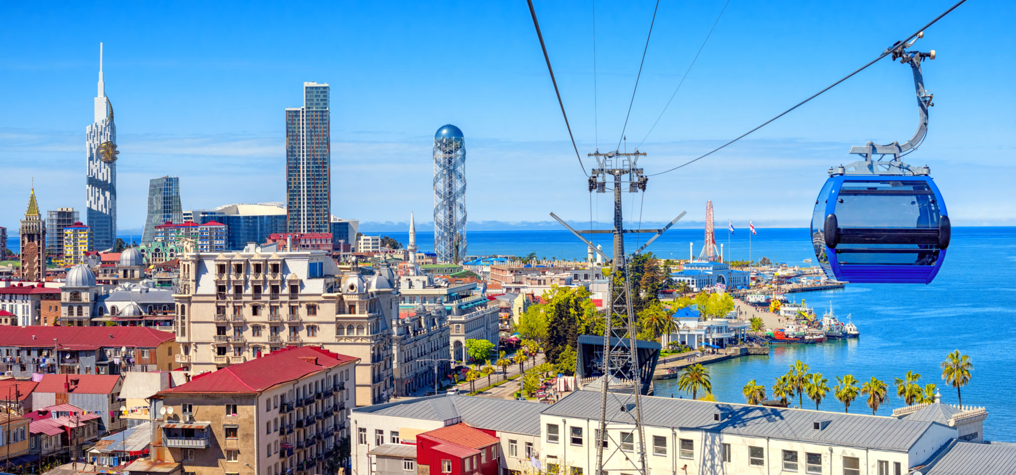 Batumi city, Georgia, panoramic view of the skyline and port Batumi city, Georgia, panoramic view of the skyline and port